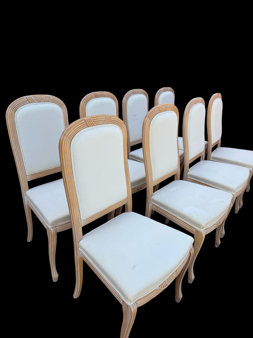 Set of 8 Carved Split-Reed Dining Chairs (1 of 6)