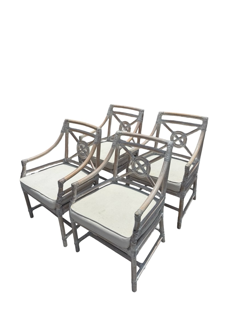 Set of 4 Henry Link Rattan X-Back Armcha (1 of 9)
