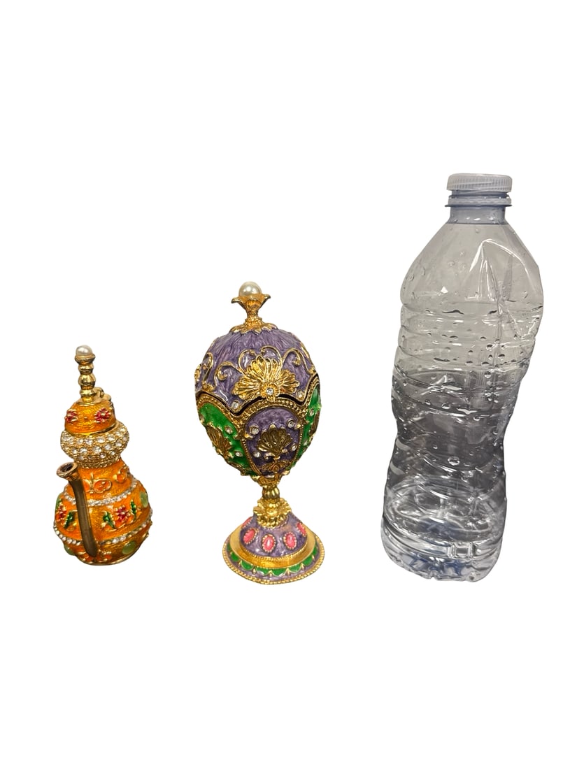 Enameled Bejeweled Egg and Teapot Trinke (1 of 3)