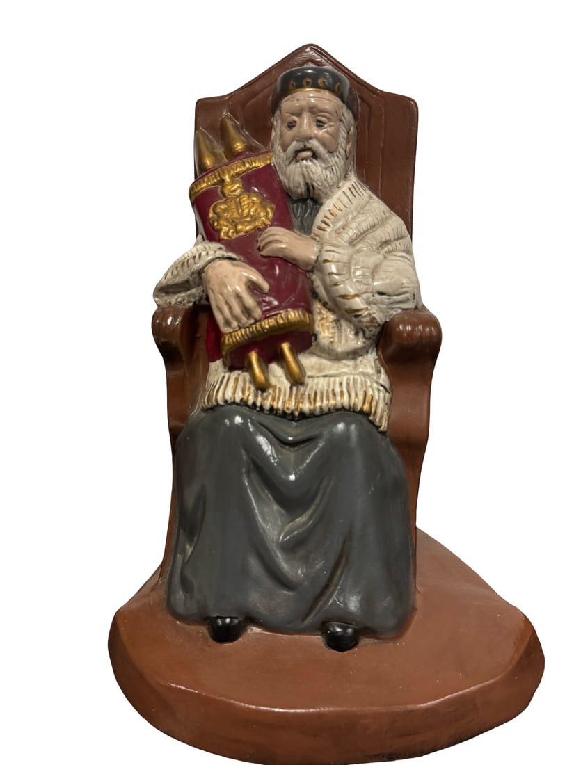 Vintage Hand-Painted Rabbi Holding Torah (1 of 5)