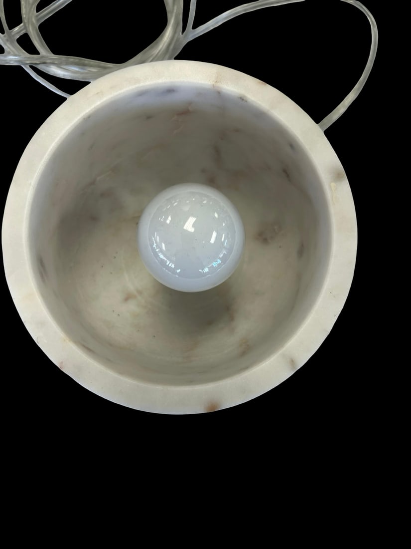 CB2 Modern Solid Marble Bowl Table Lamp - 3