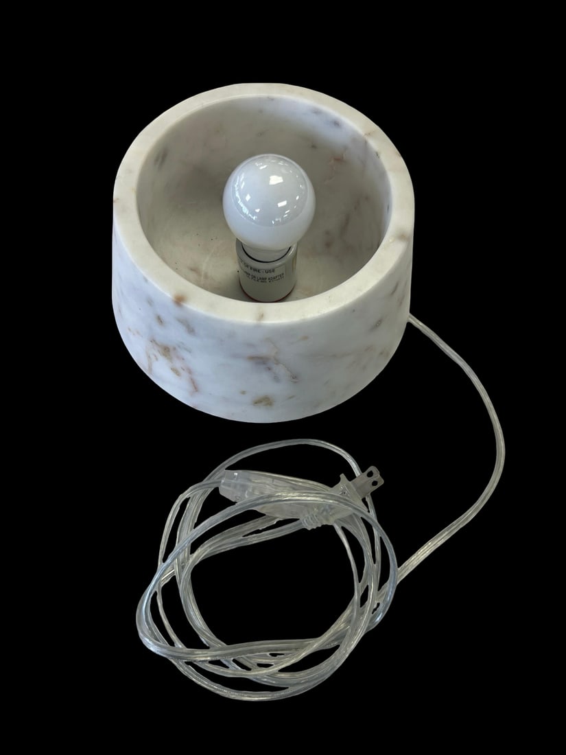 CB2 Modern Solid Marble Bowl Table Lamp - 4