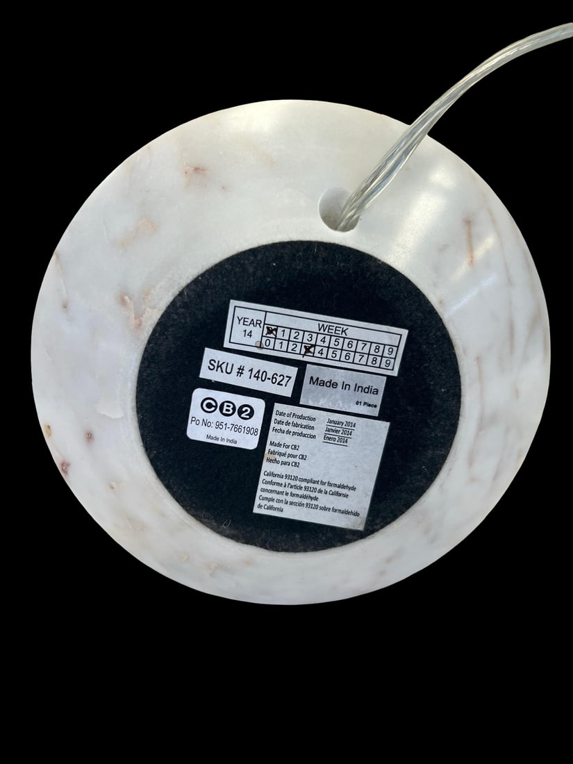 CB2 Modern Solid Marble Bowl Table Lamp - 7