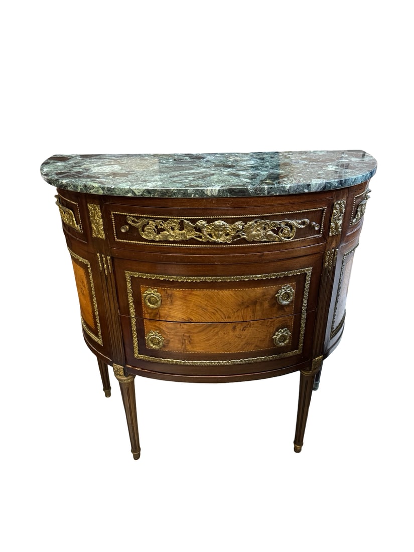 Louis XVI Style Marble Top Demi-Lune (1 of 10)