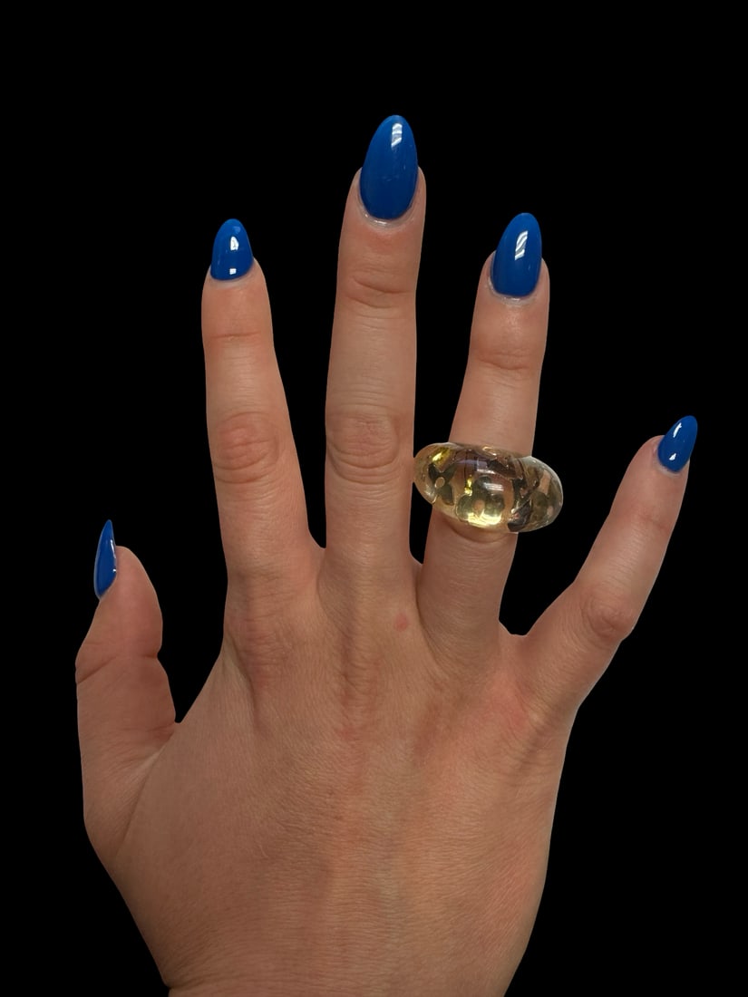 Louis Vuitton Resin & Crystal Ring: Louis VuittonResin & Crystal Inclusion RingSize: 6Condition: Very Good