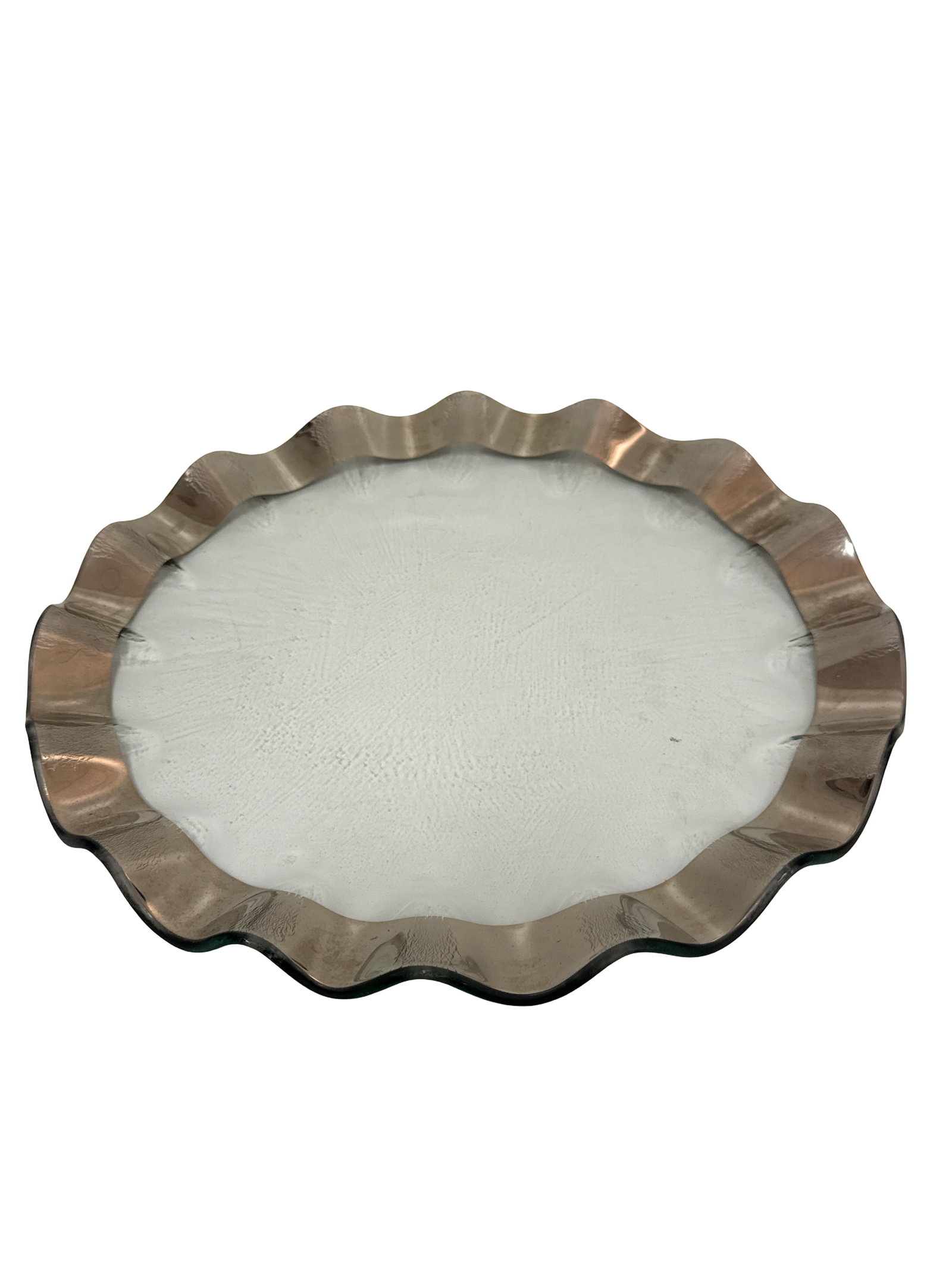 Modern Ruffled Silver-Tone Glass Platter (1 of 3)
