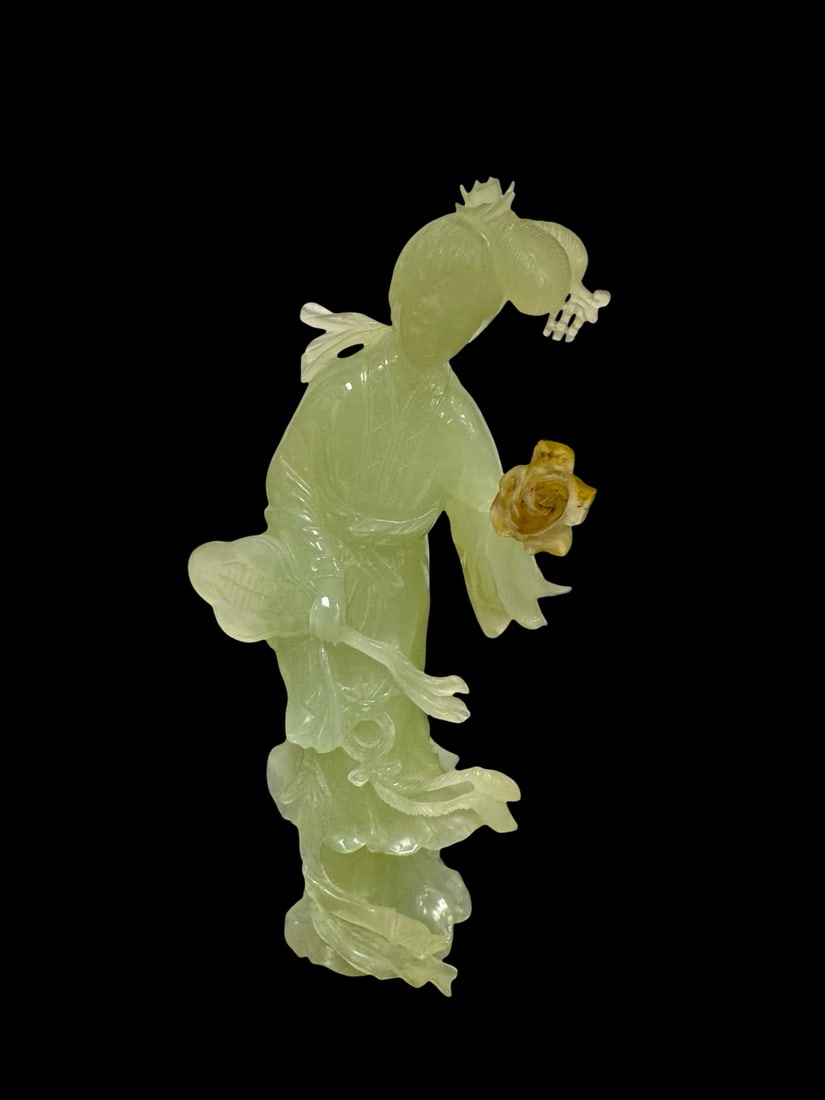 Carved Pale Green Hardstone Figurine of (1 of 4)