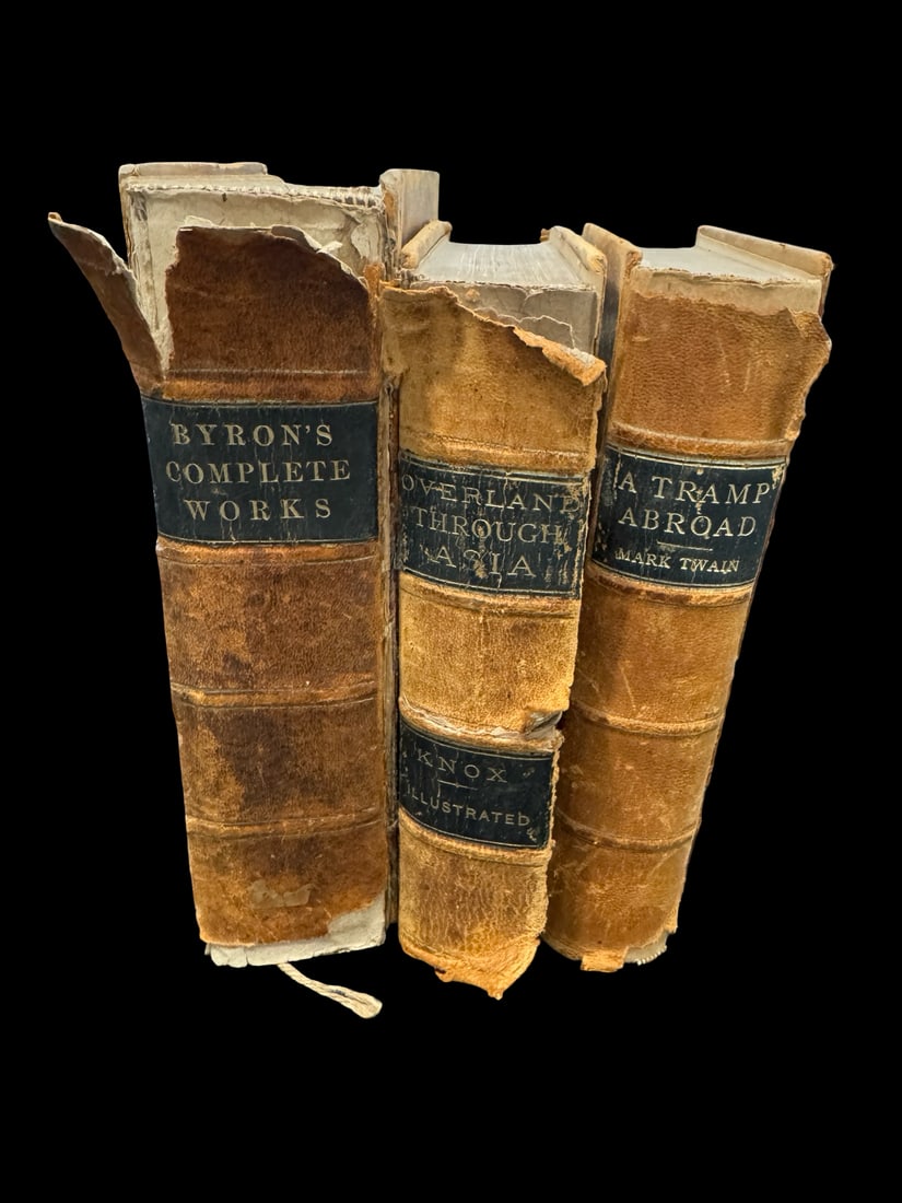 Trio of 19th C. Byron Leather Books (1 of 12)