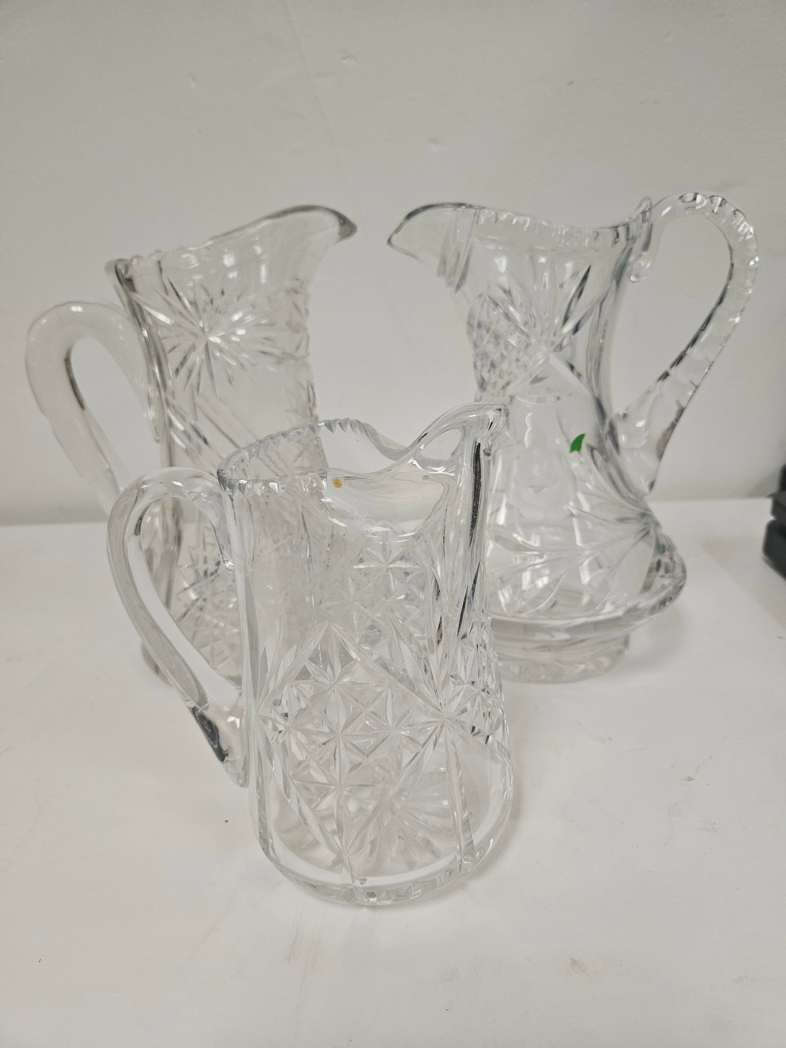 Assorted Clear Cut Glass Pitchers, 3pc (1 of 7)