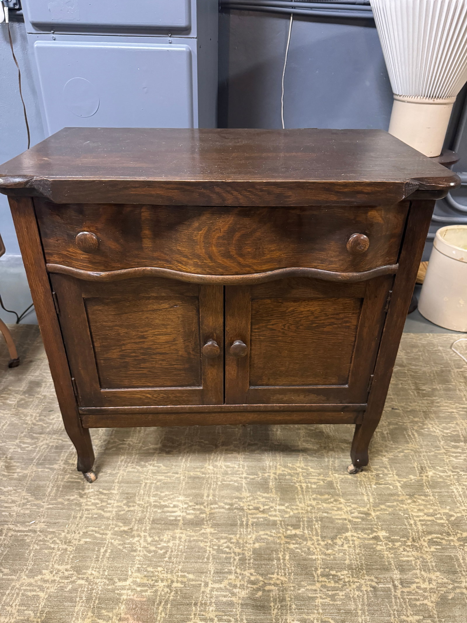 Primitive Style Wavy Apron Wood Commode (1 of 5)