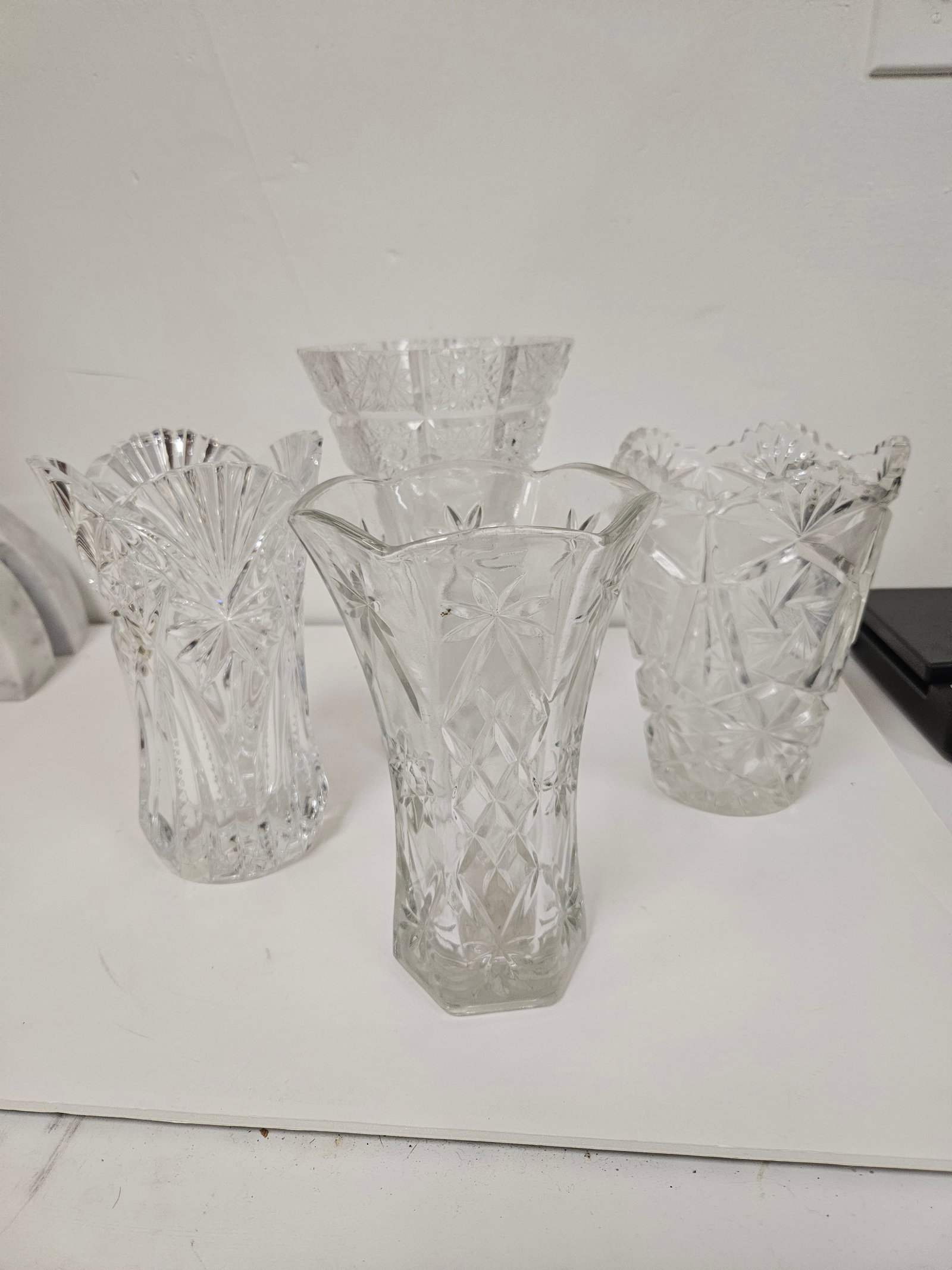Group of 4 Cut Glass Decorative Vases (1 of 6)