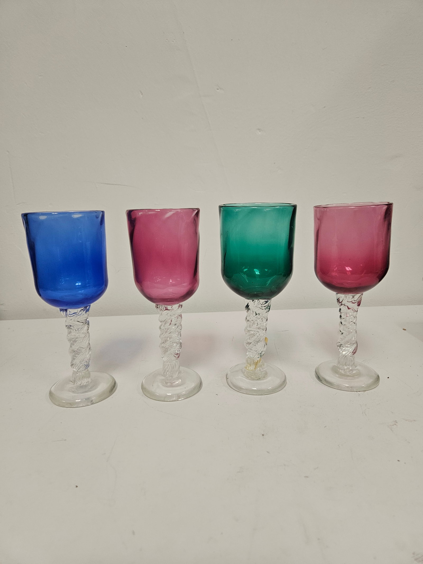 Set of 4 Jewel-Toned Twisted Stem Glass (1 of 6)