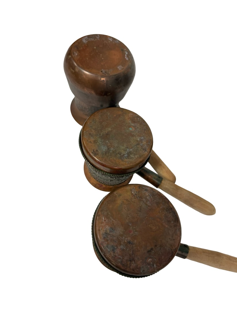 Vintage Copper Turkish Coffee Pot Trio (1 of 4)