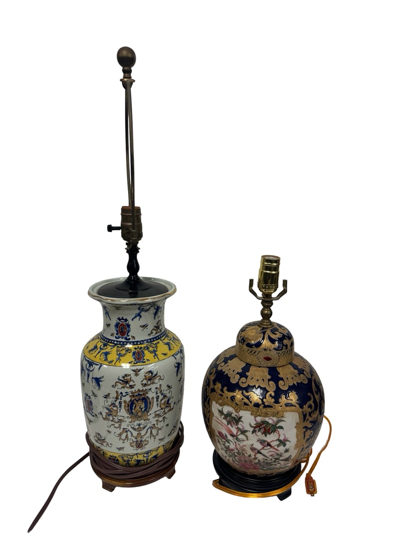 Two Chinoiserie Porcelain Table Lamps (1 of 5)