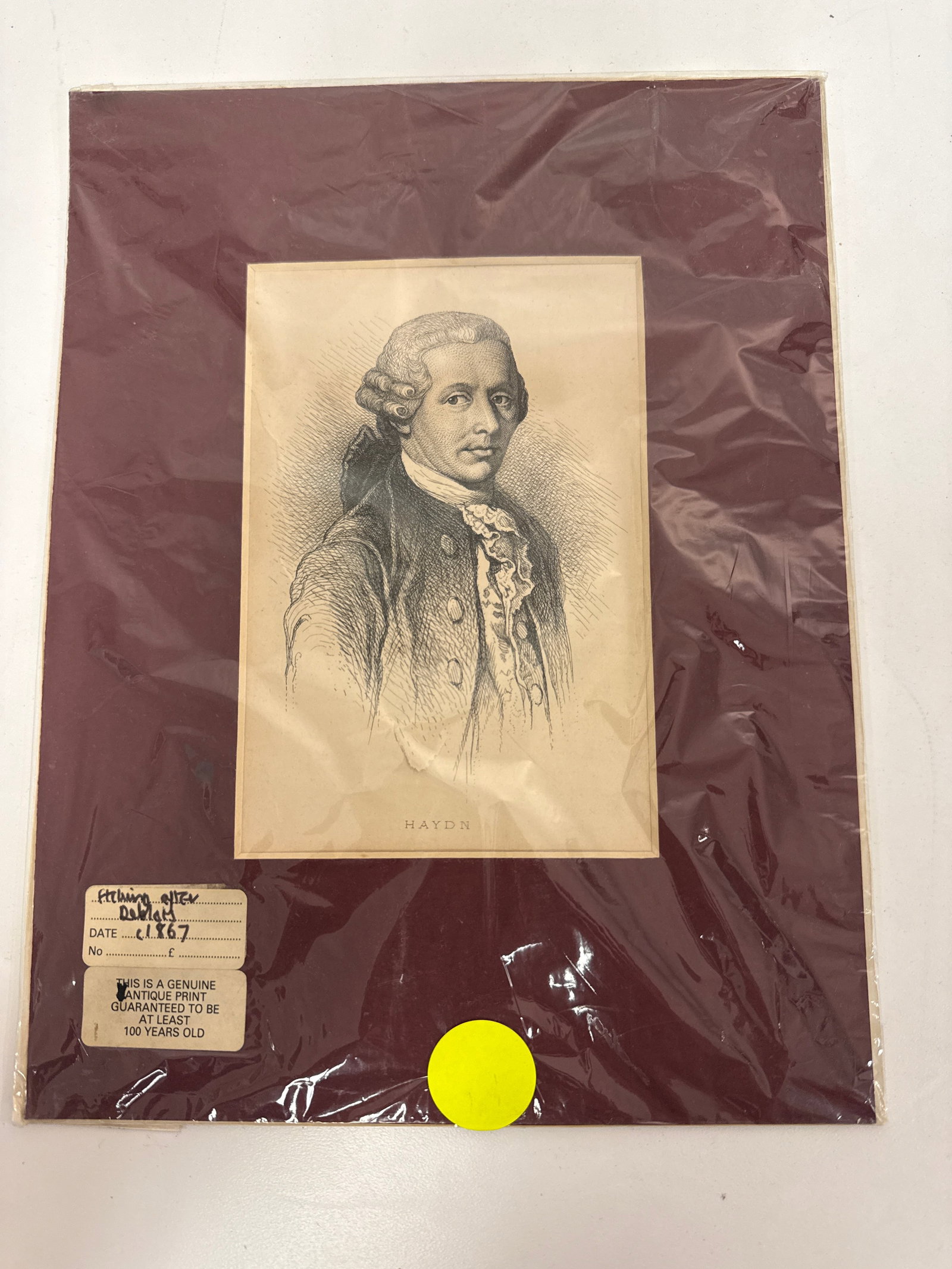 Antique Etching After Deblais of Haydn (1 of 4)