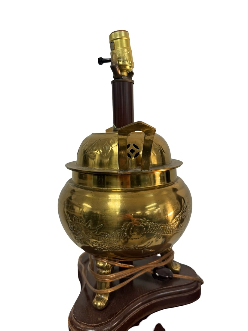Vintage Brass Chinese Censer Style Lamp (1 of 3)