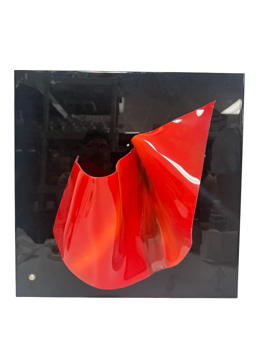 Modern Red Draped Resin Wall Sculpture (1 of 4)