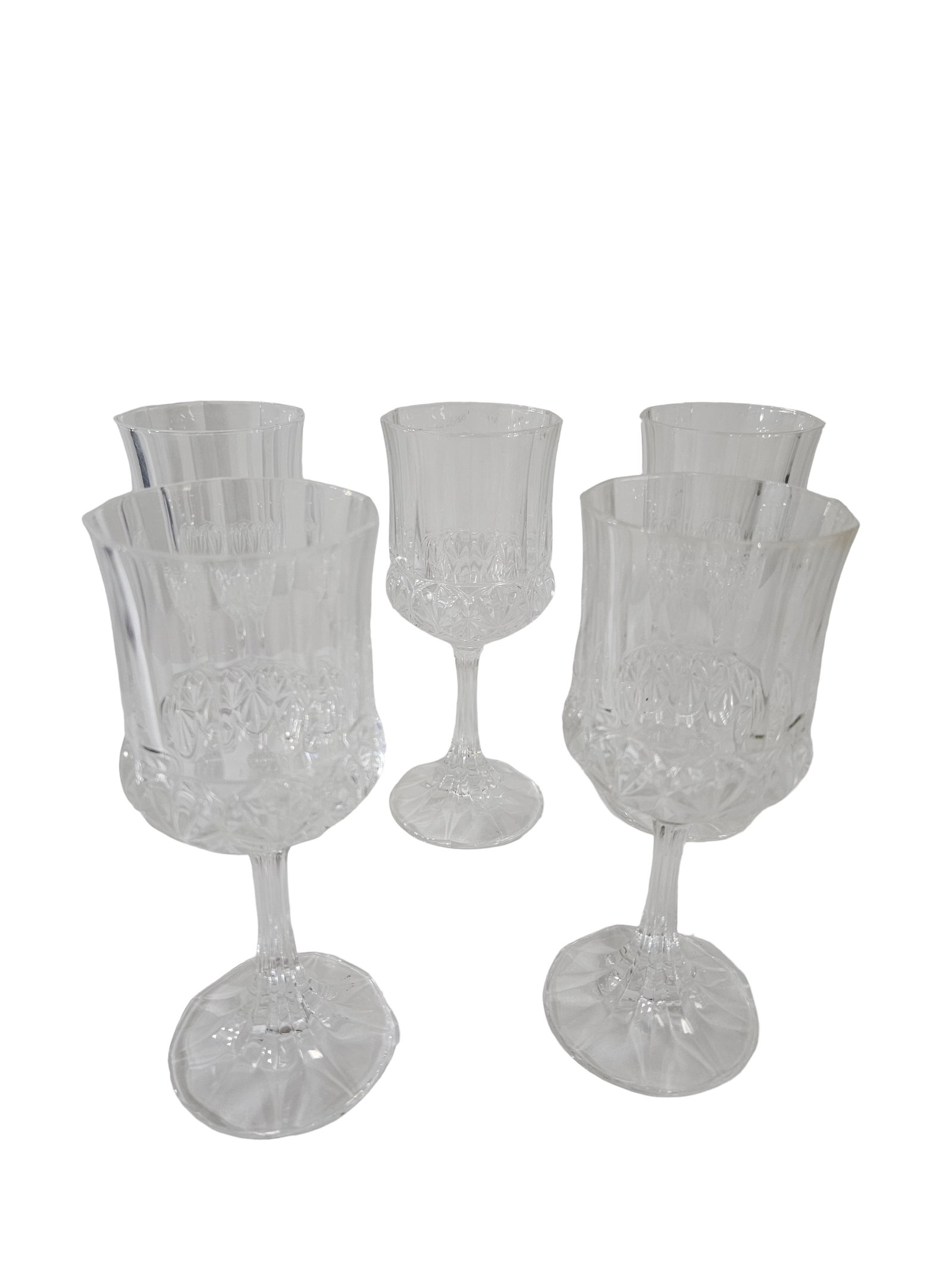 Set of 5 Pressed Glass Wine Goblets (1 of 4)