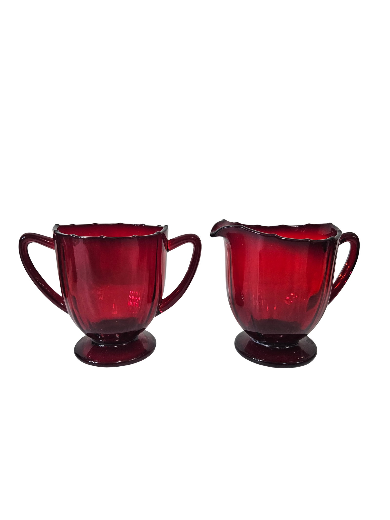 Vintage Ruby Red Glass Tableware Assort - 4
