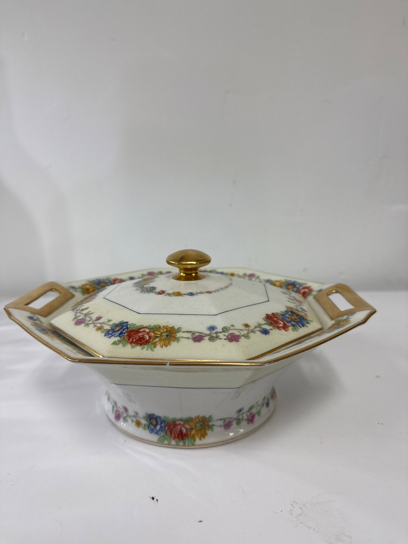 Vintage Octagonal Floral Ceramic Tureen (1 of 5)