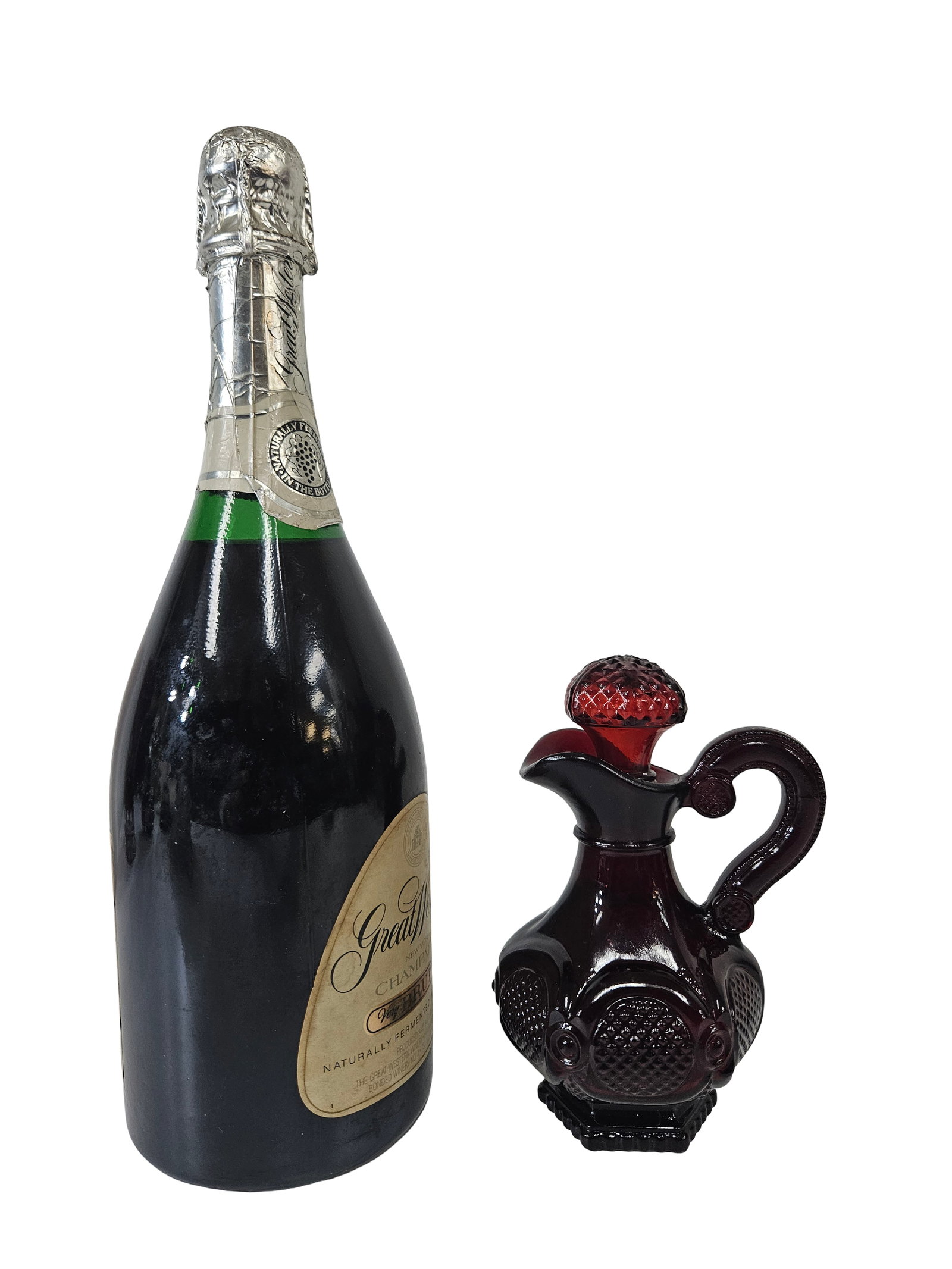 Ruby Red Pressed Glass Cruet Stopper - 2