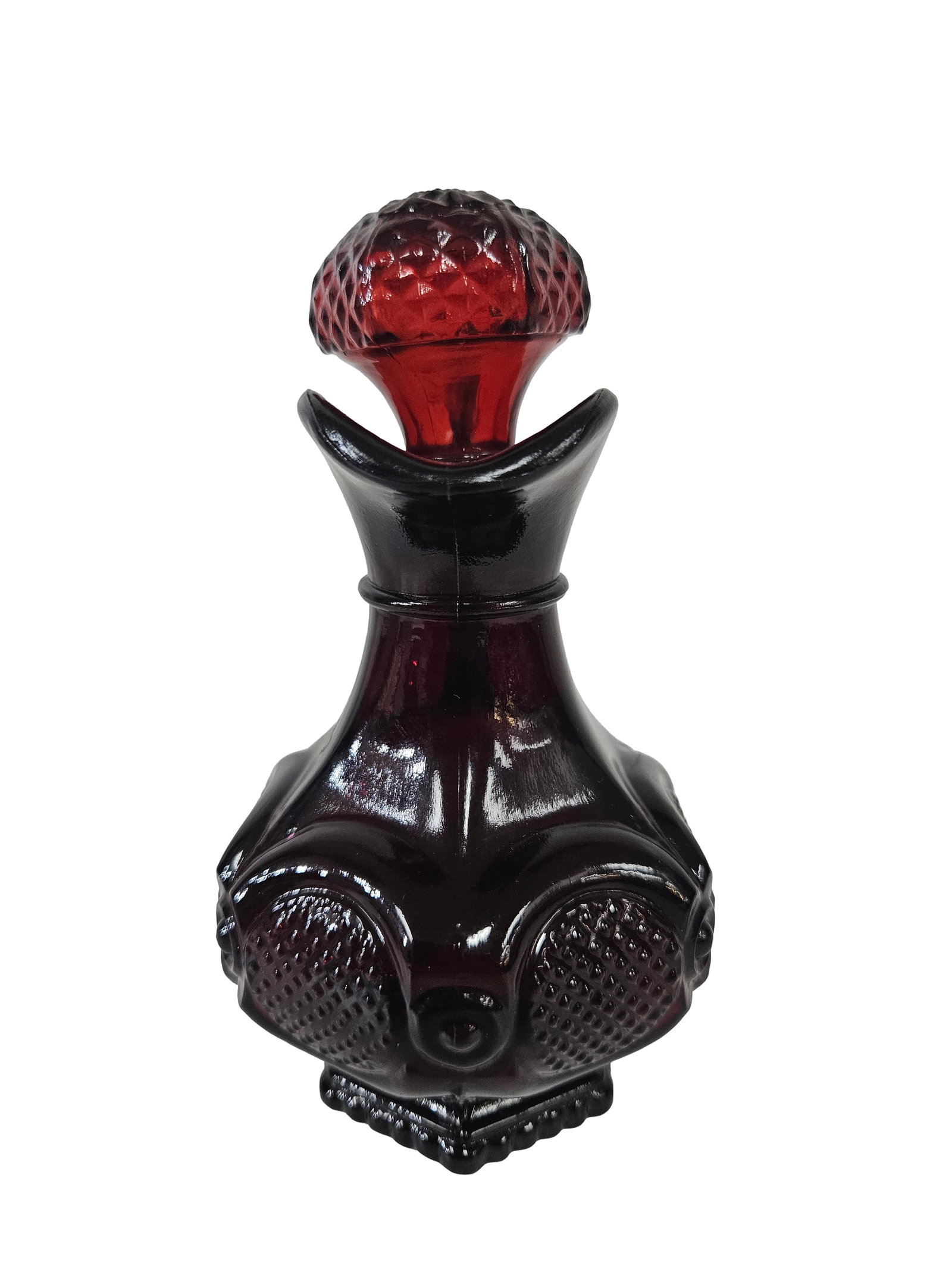 Ruby Red Pressed Glass Cruet Stopper - 3