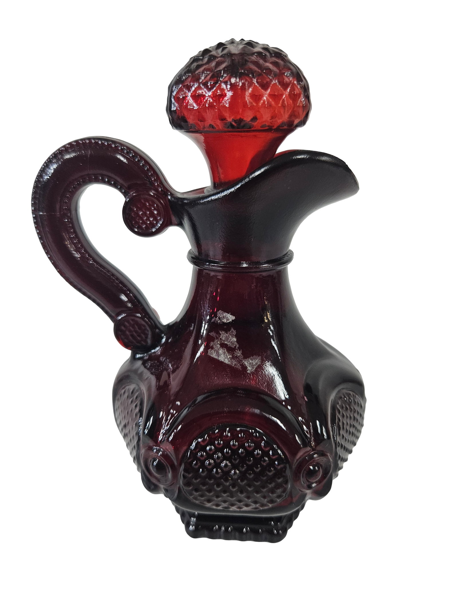 Ruby Red Pressed Glass Cruet Stopper - 4