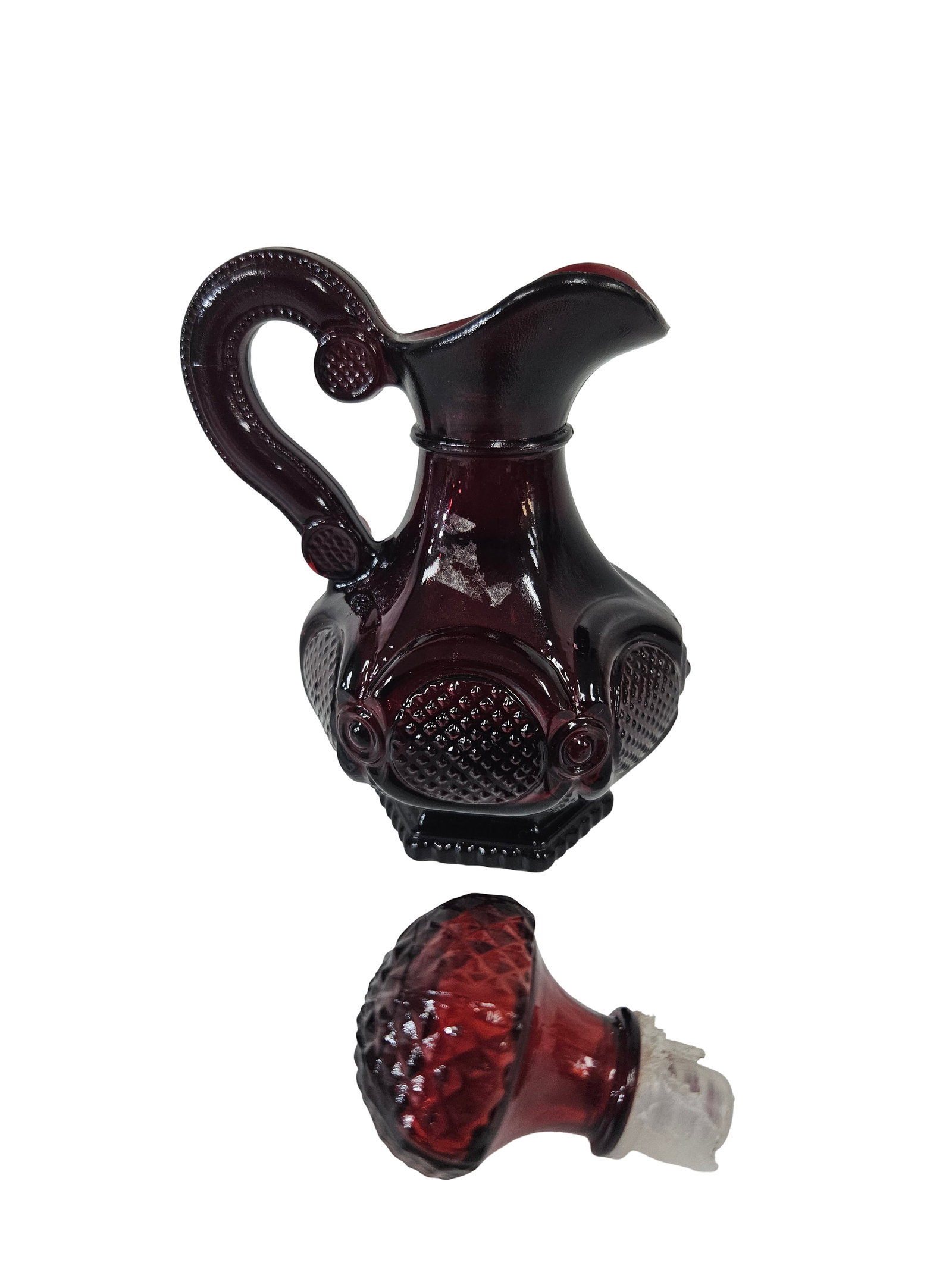 Ruby Red Pressed Glass Cruet Stopper - 6