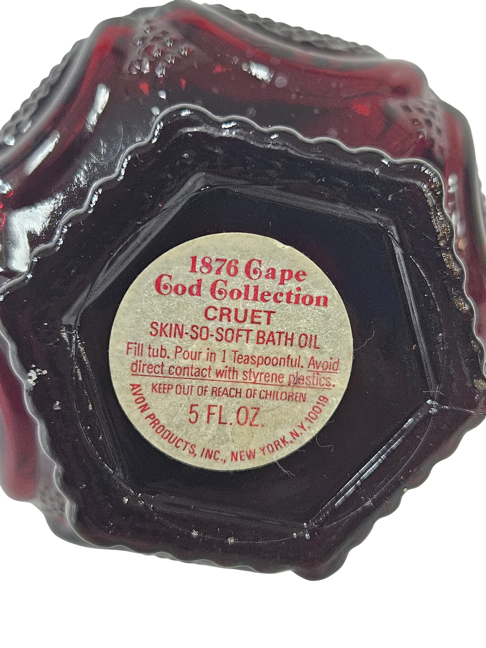 Ruby Red Pressed Glass Cruet Stopper - 7