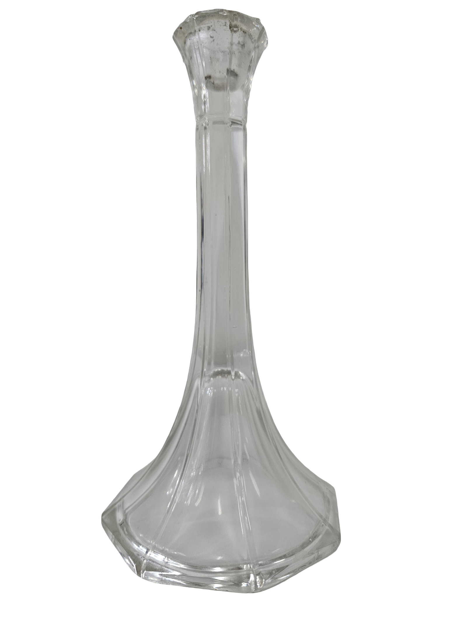 2 Clear Glass Tabletop Candlesticks - 3