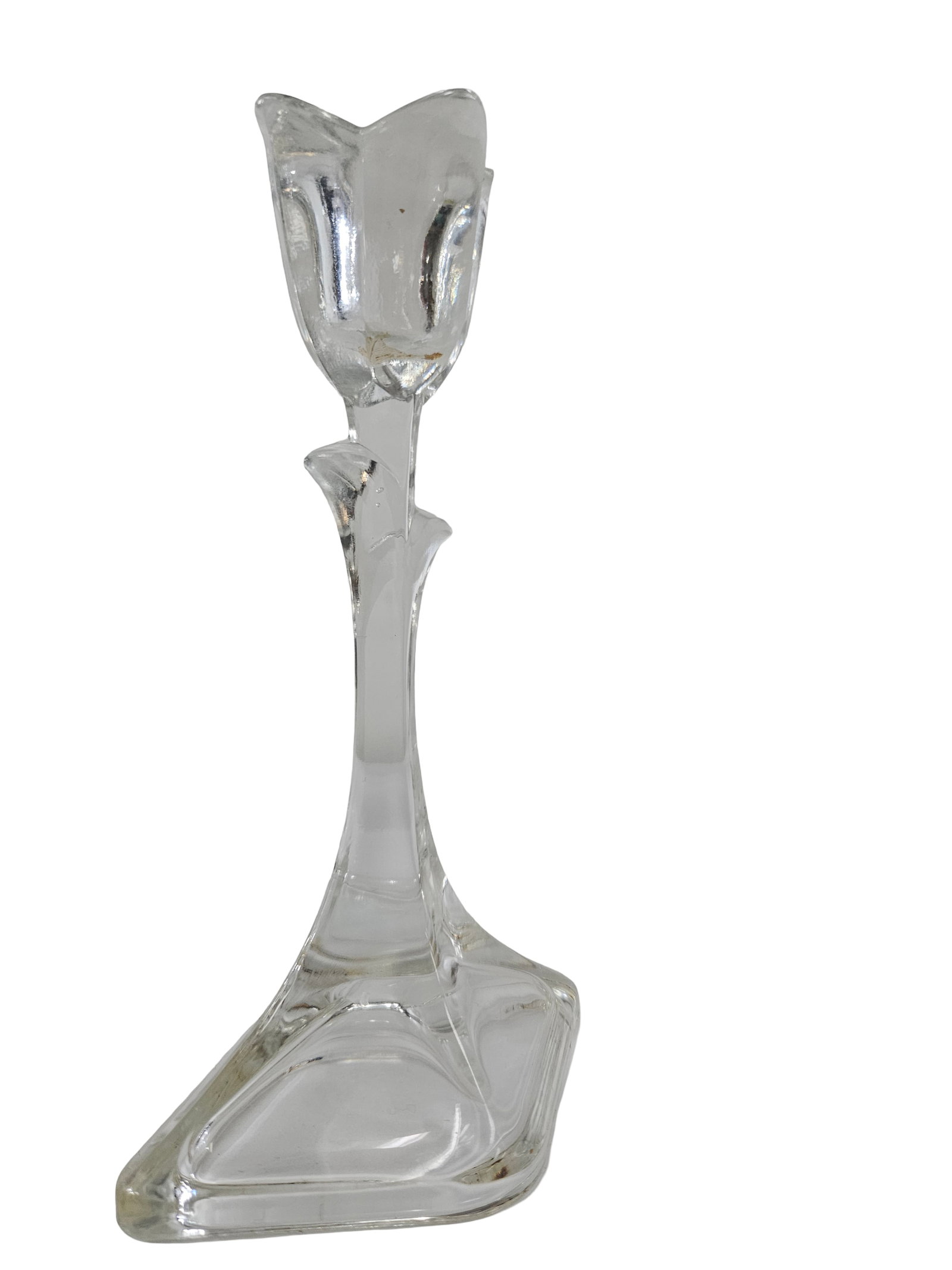 2 Clear Glass Tabletop Candlesticks - 4