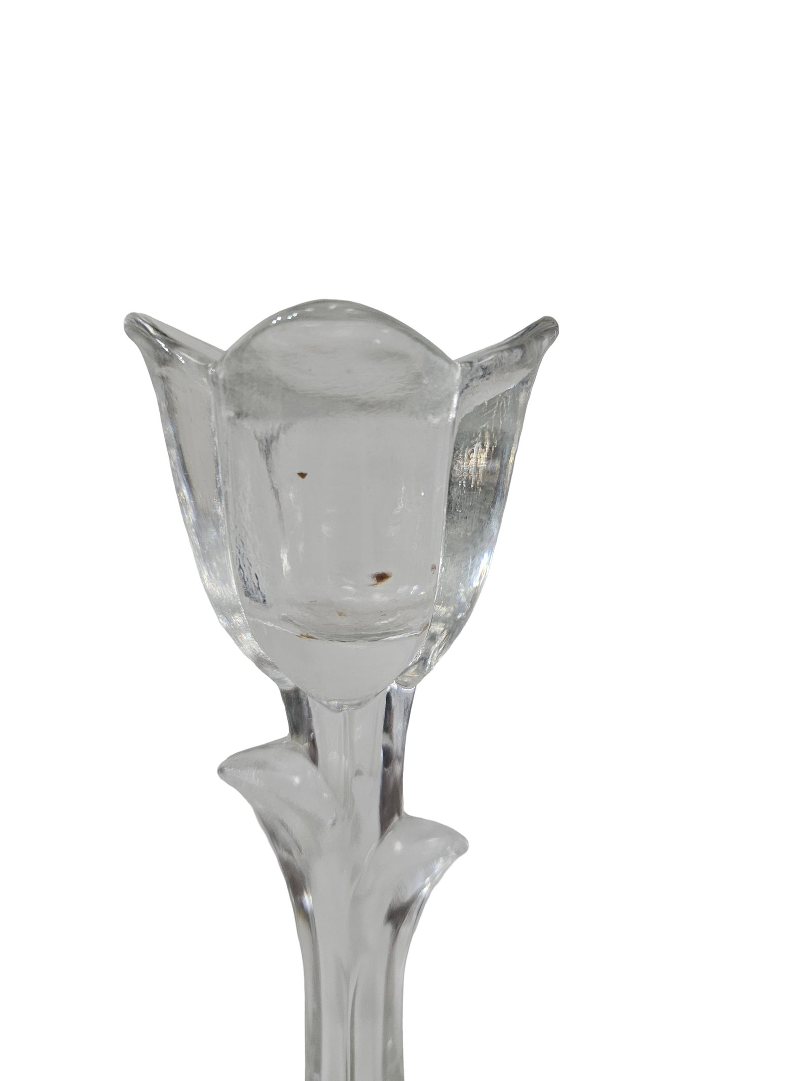 2 Clear Glass Tabletop Candlesticks - 5