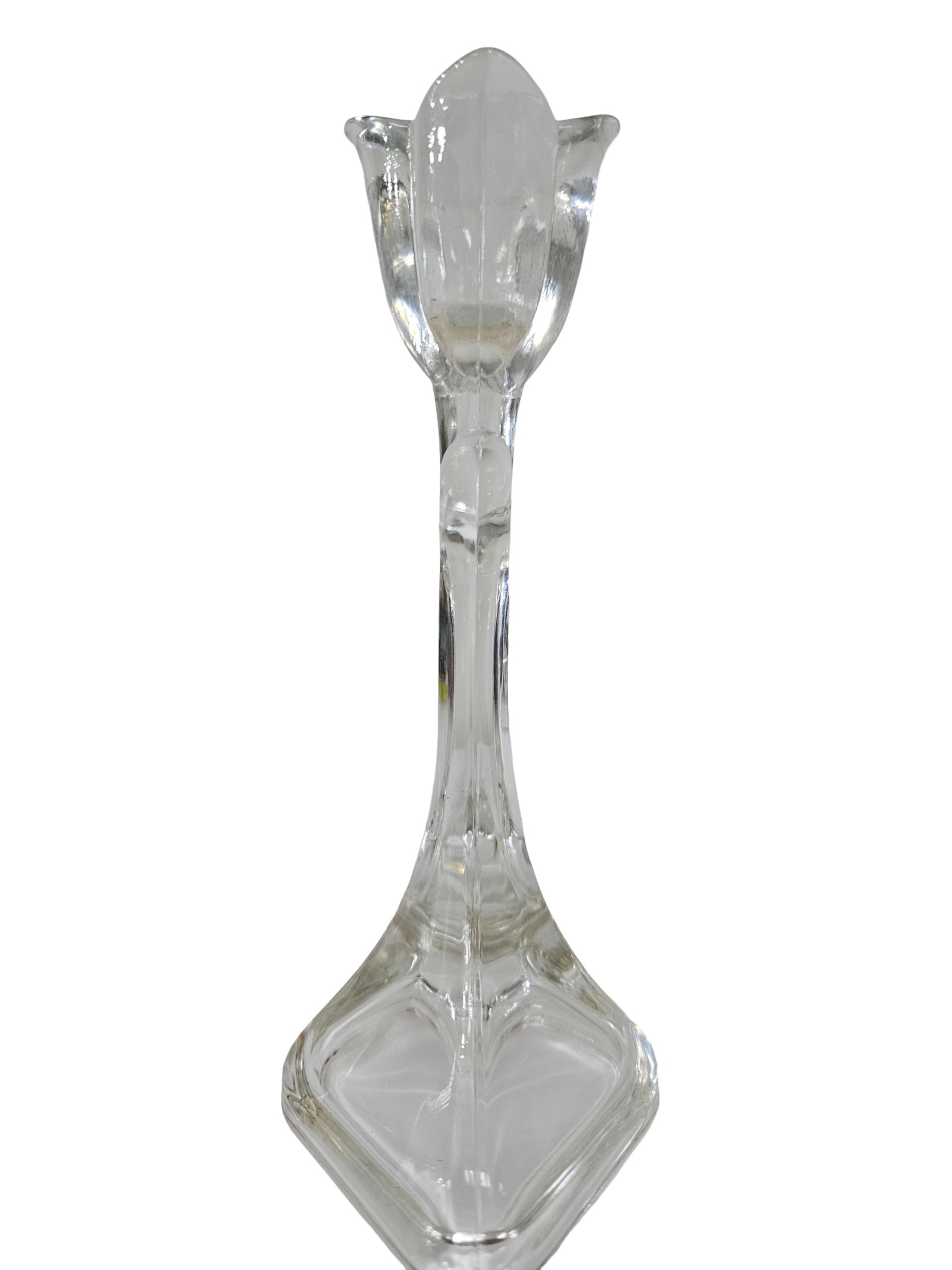 2 Clear Glass Tabletop Candlesticks - 6