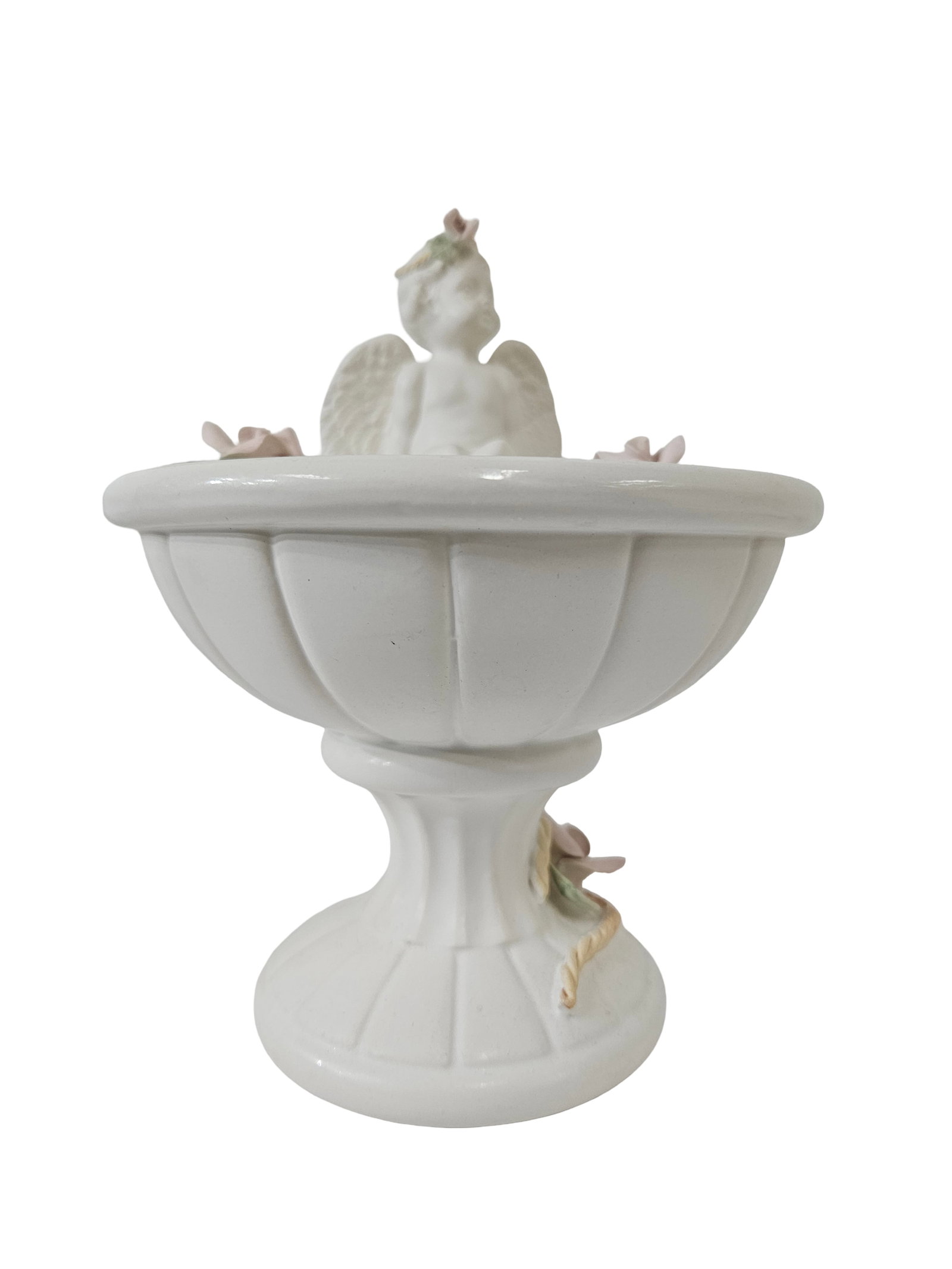 Ceramic Cherub on Pedestal Flower Bowl (1 of 7)