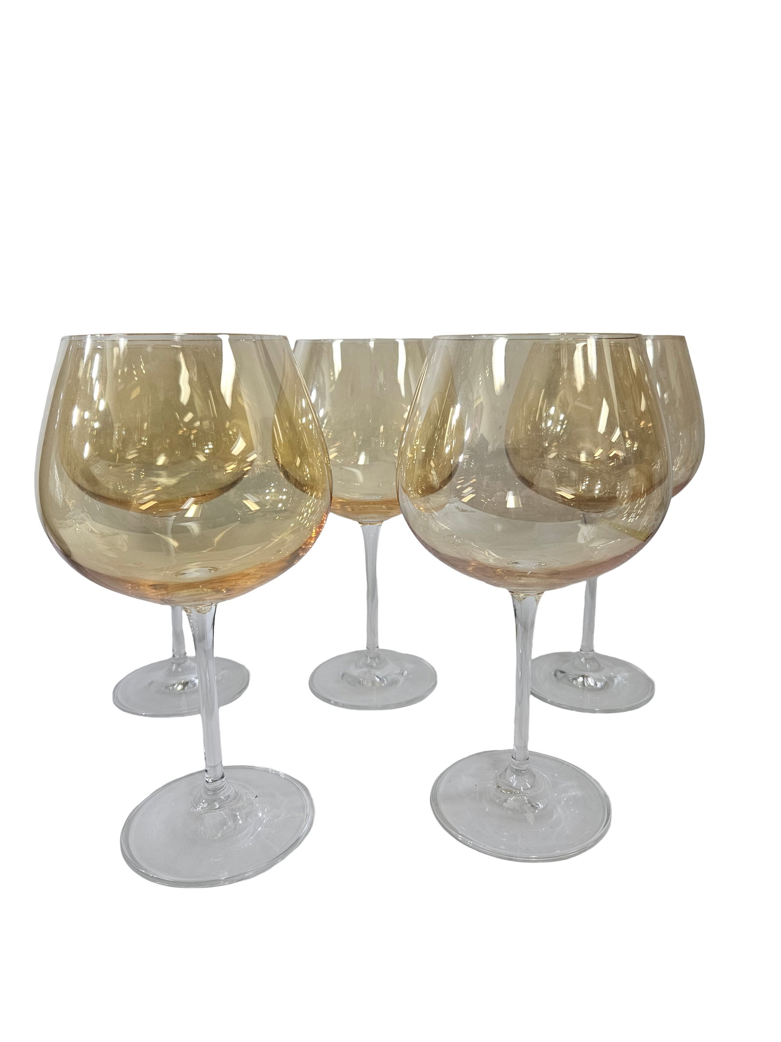 5 Iridescent Amber Luster Wine Glasses (1 of 4)
