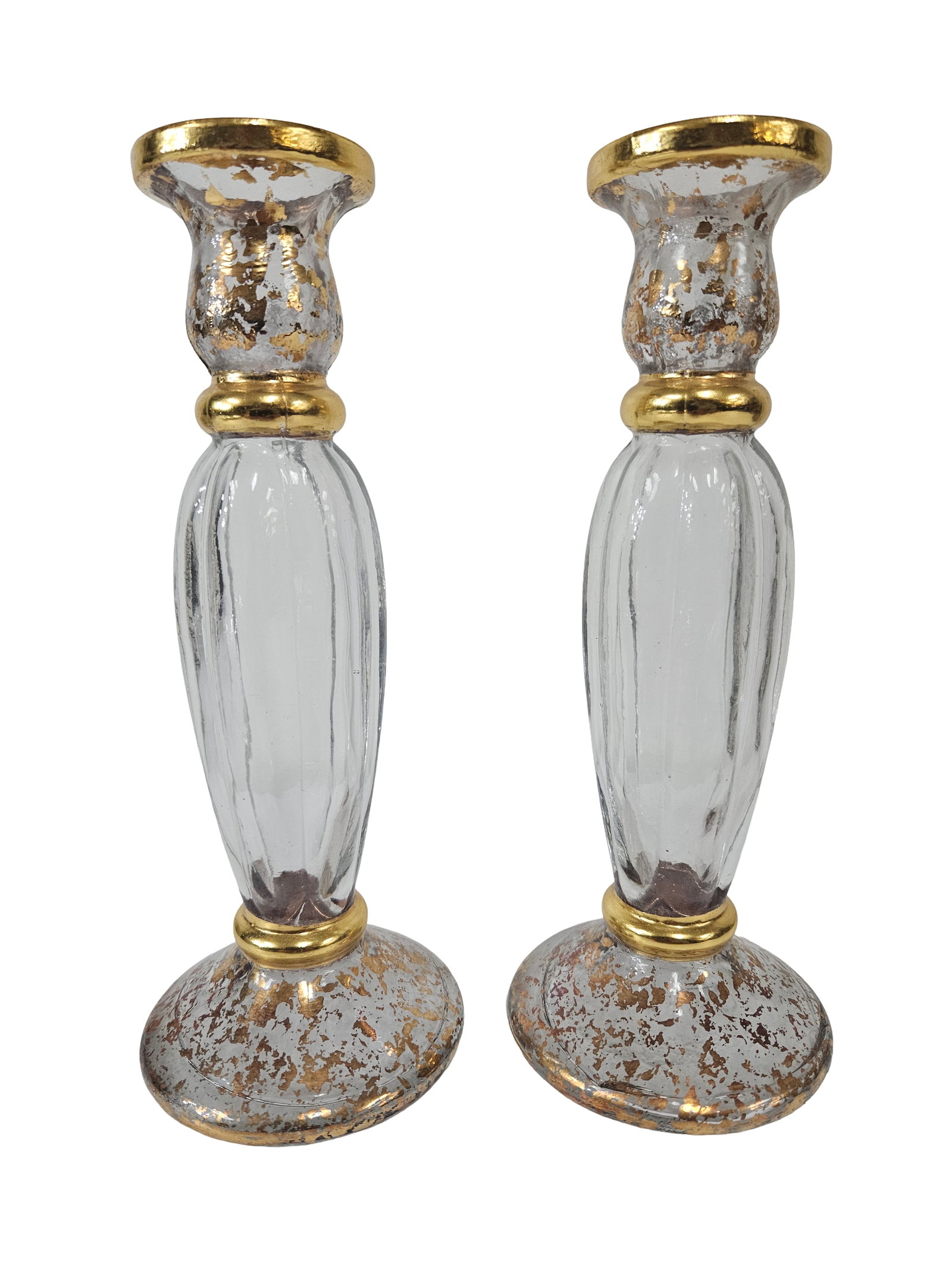 Pair of Gold & Silver Leaf Glass Pillars (1 of 5)