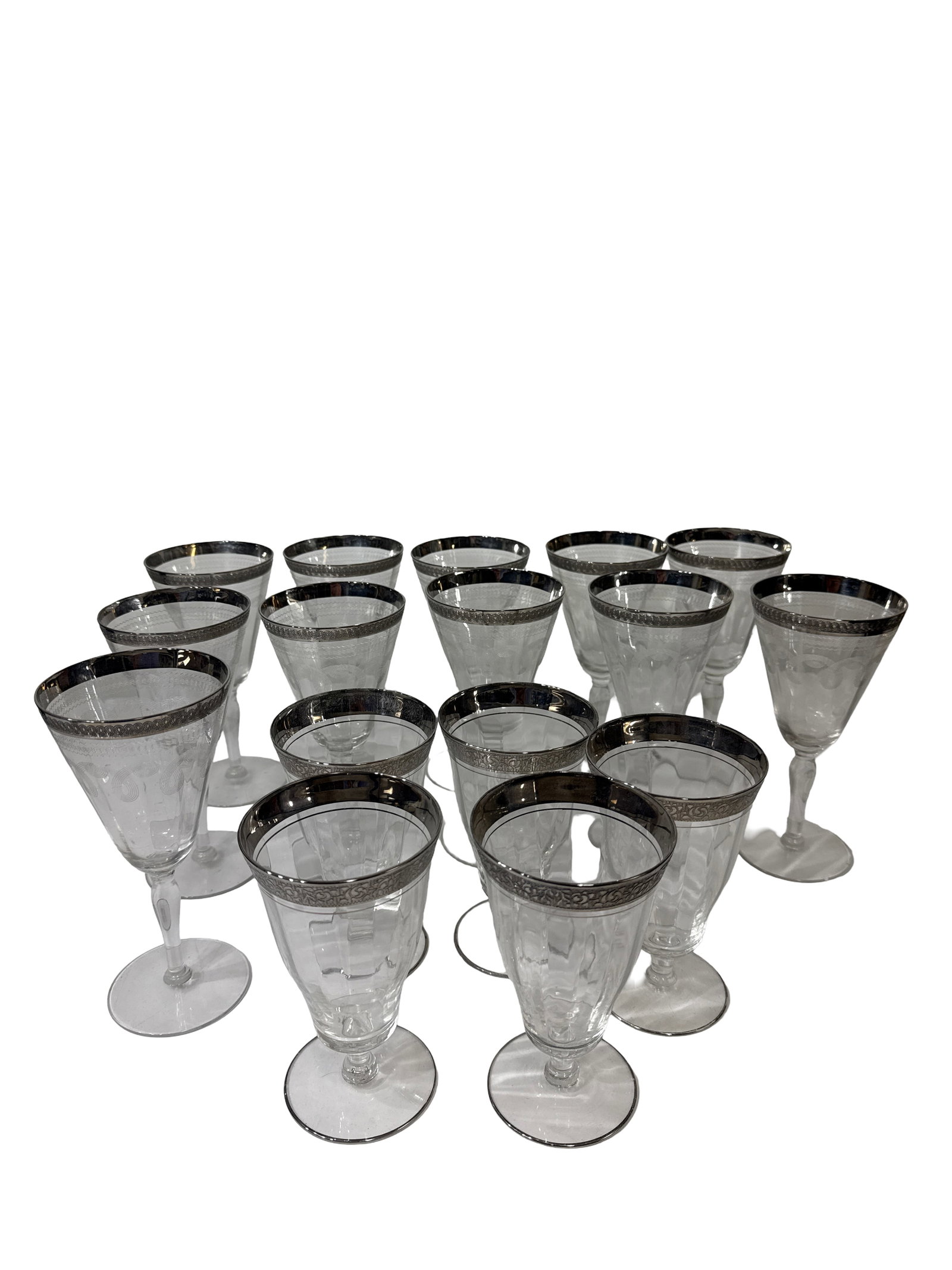 13 Pc Silver Rimmed Glassware Set (1 of 6)