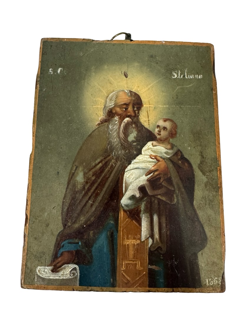 Antique St. Stylianos Icon on Wood Panel (1 of 2)
