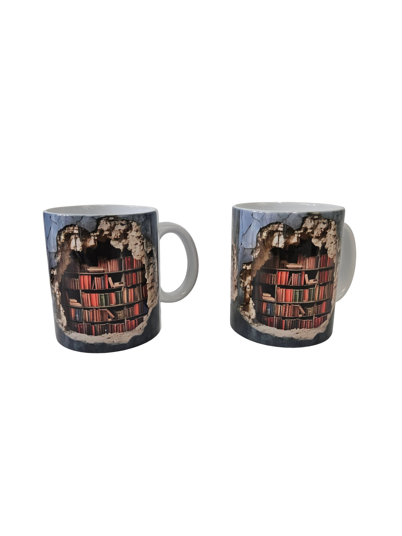 Pair of 3D Library Bookshelf Mugs (1 of 5)