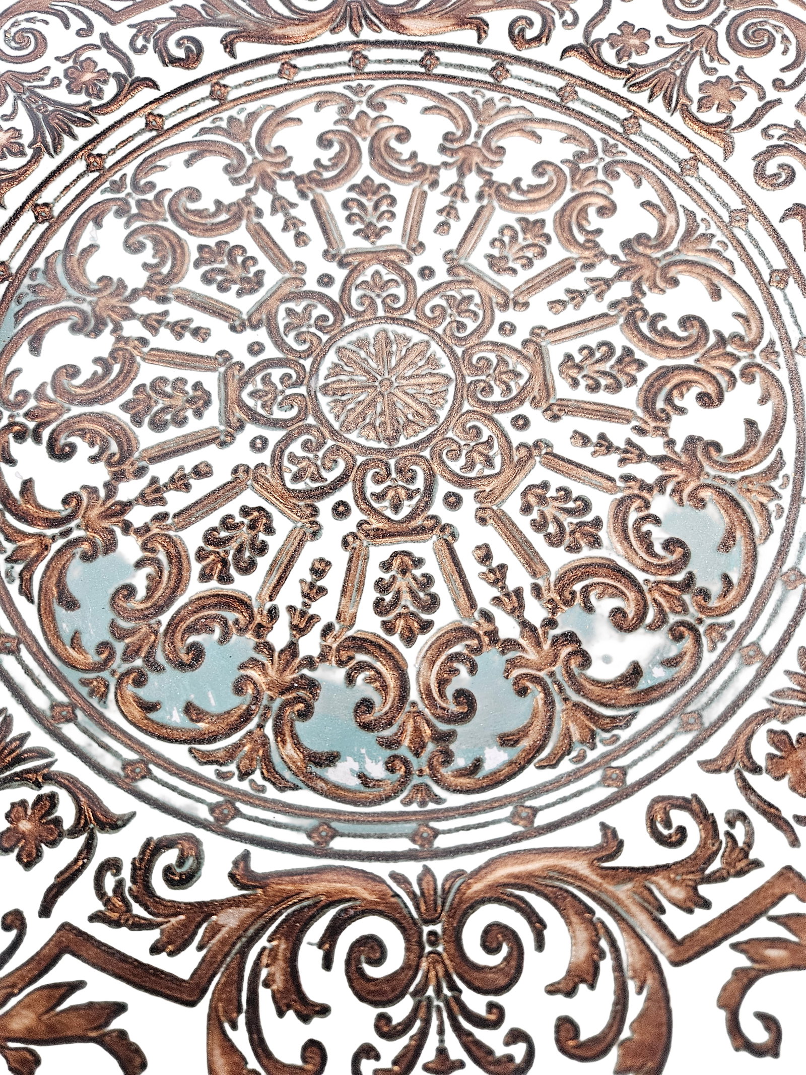 Large Blue & Bronze Scrollwork Charger - 3