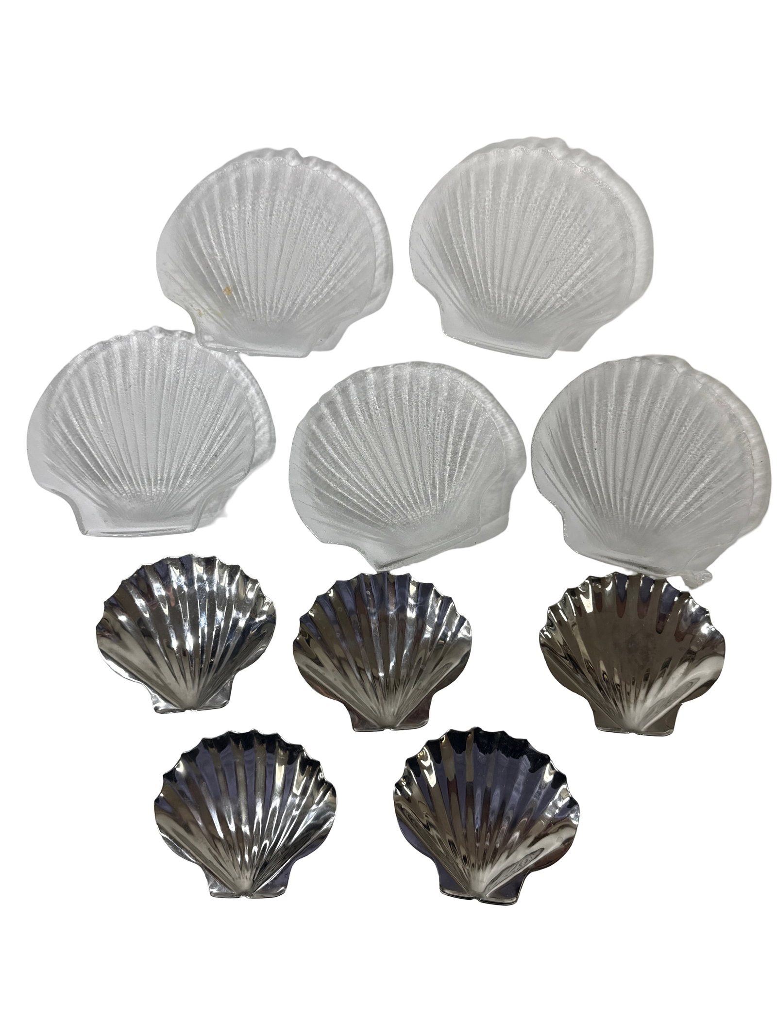 Set of 10 Glass and Silverplate Shells (1 of 3)