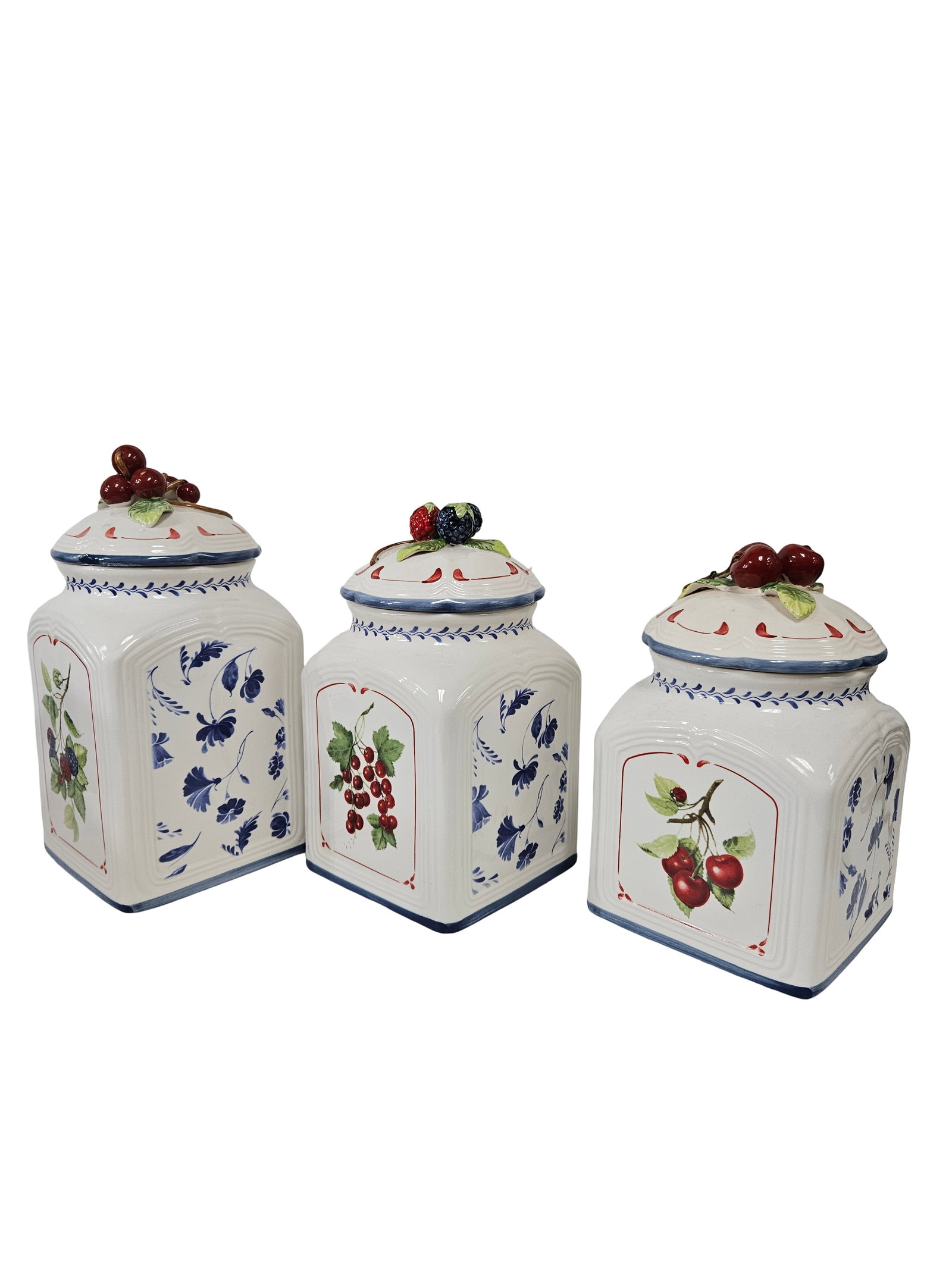 3-Piece Nested Ceramic Fruit Canisters - 3