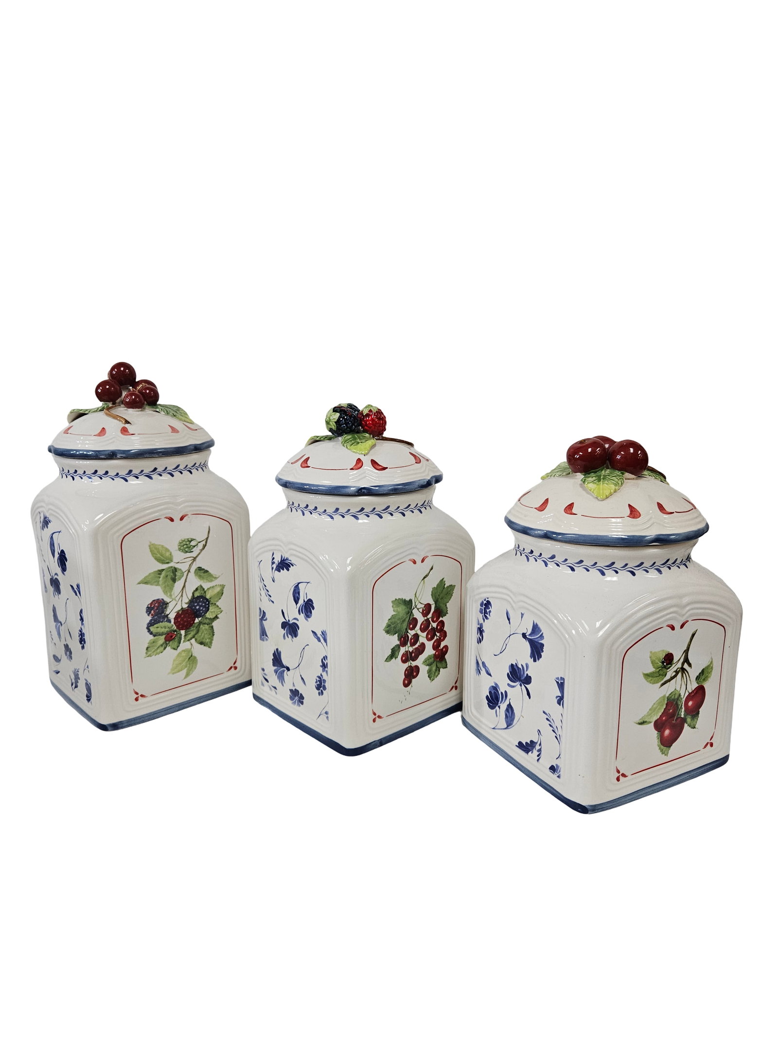 3-Piece Nested Ceramic Fruit Canisters - 4
