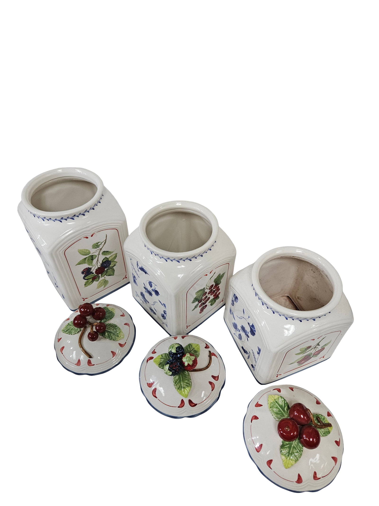 3-Piece Nested Ceramic Fruit Canisters - 5