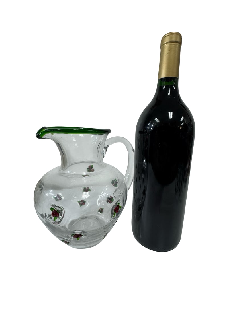 Applied Raspberry Glass Pitcher & Cups - 3