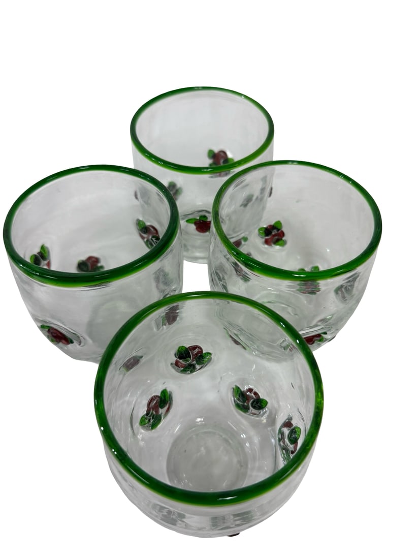 Applied Raspberry Glass Pitcher & Cups - 4
