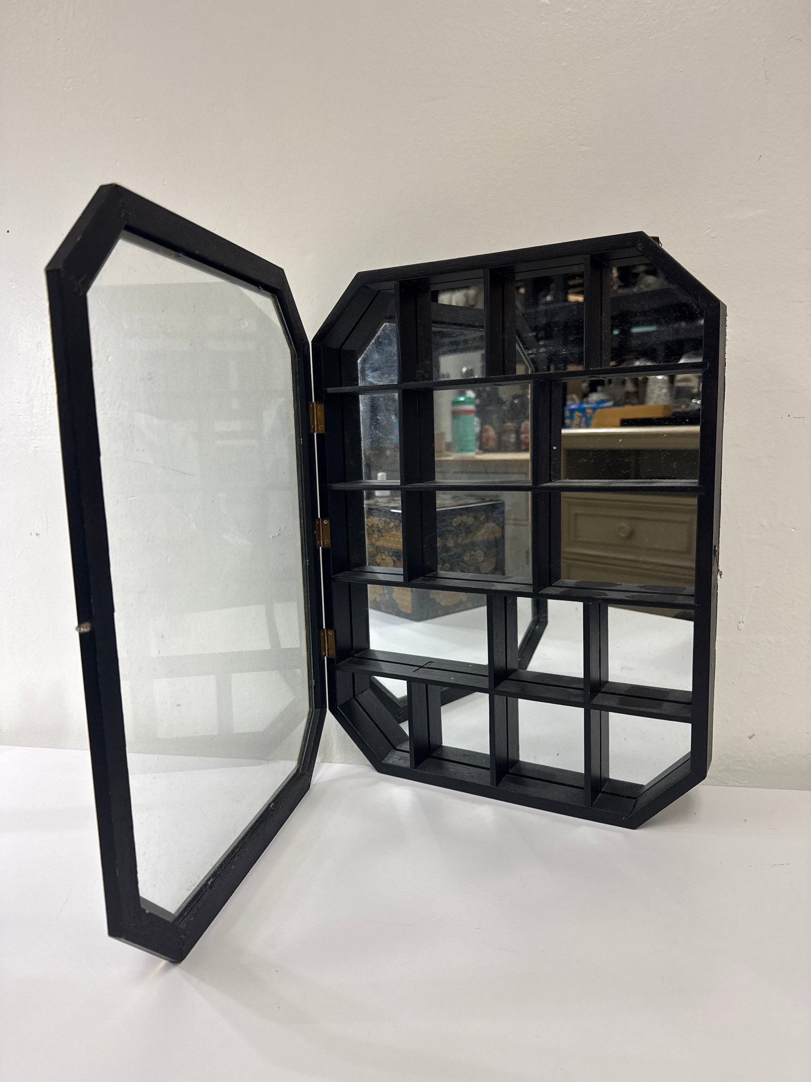 Octagonal Mirrored Wall Curio Cabinet - 2