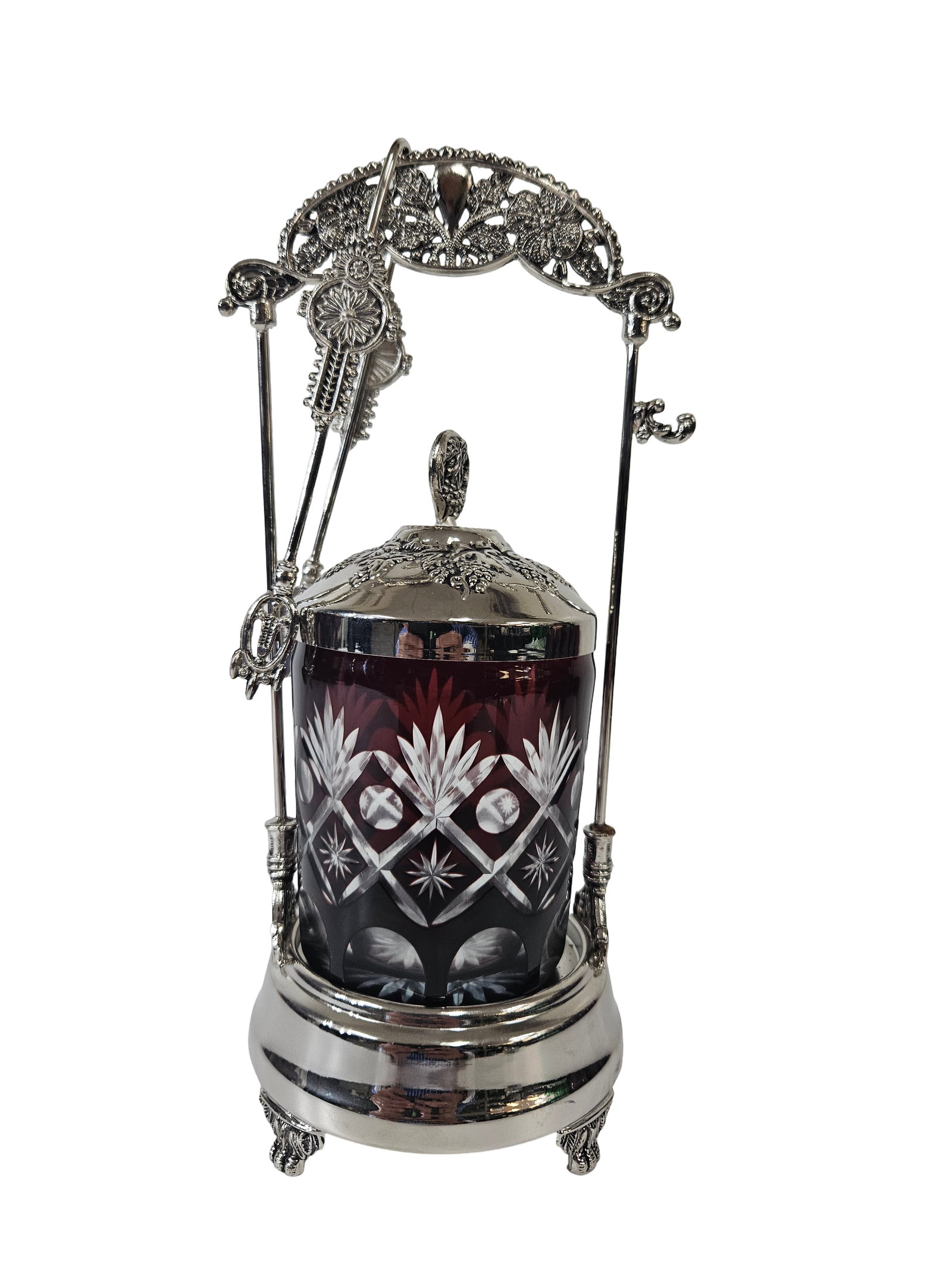 Victorian Style Ruby Red Pickle Castor - 3