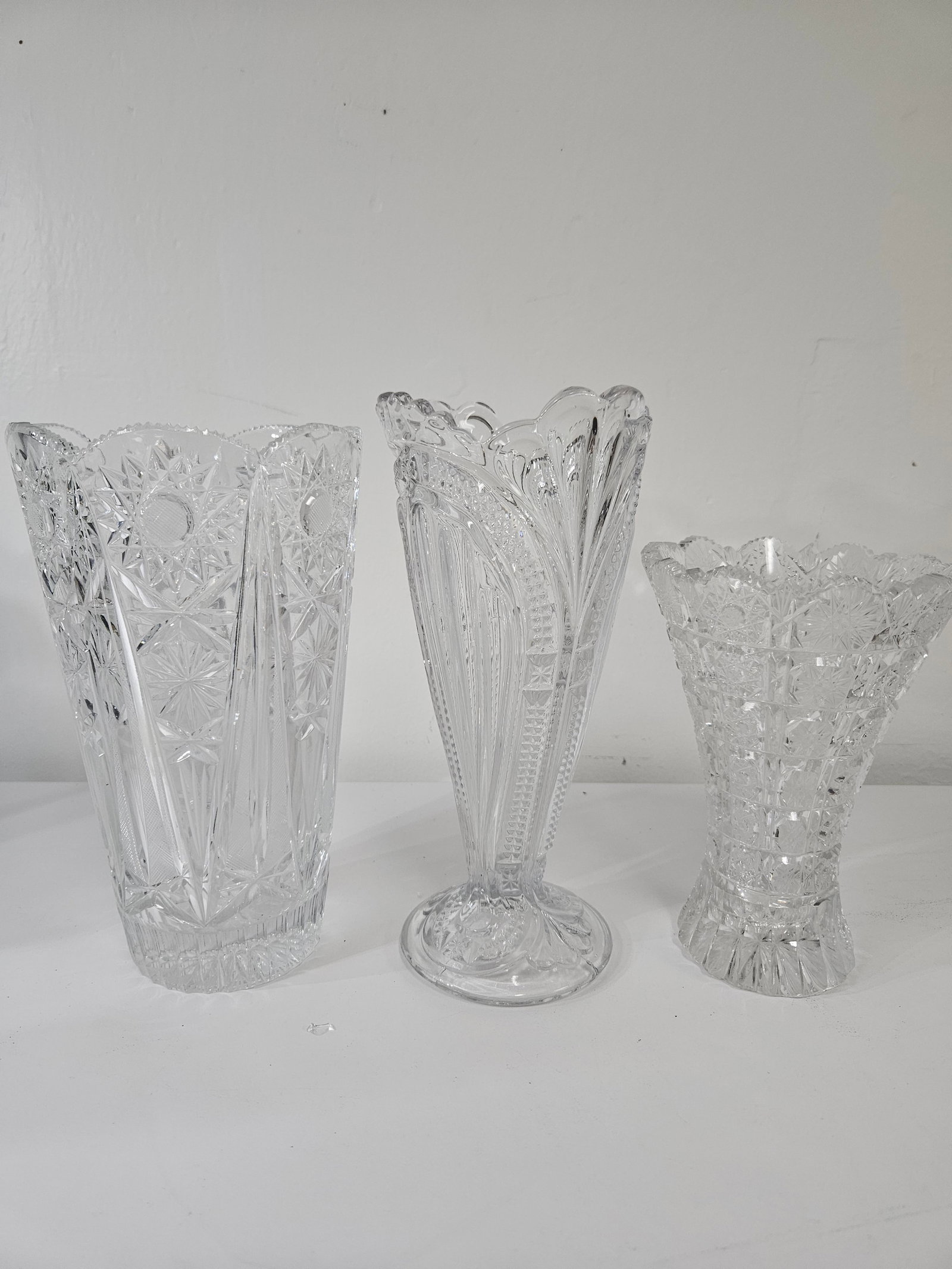 Three Assorted Pressed & Cut Glass Vases (1 of 5)