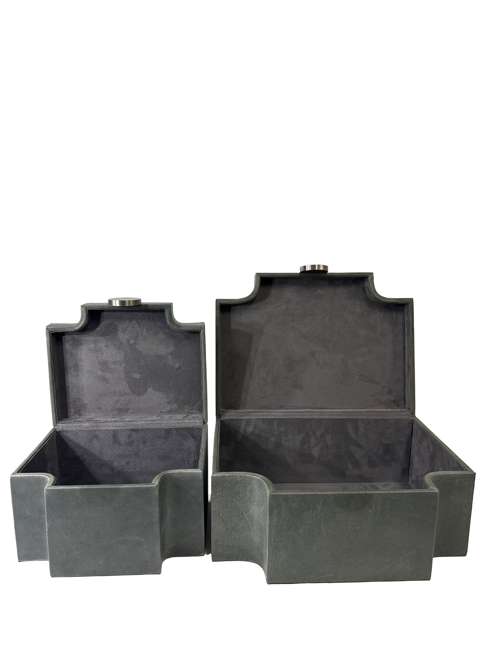 Nesting Grey Faux-Leather Dec Boxes - 3